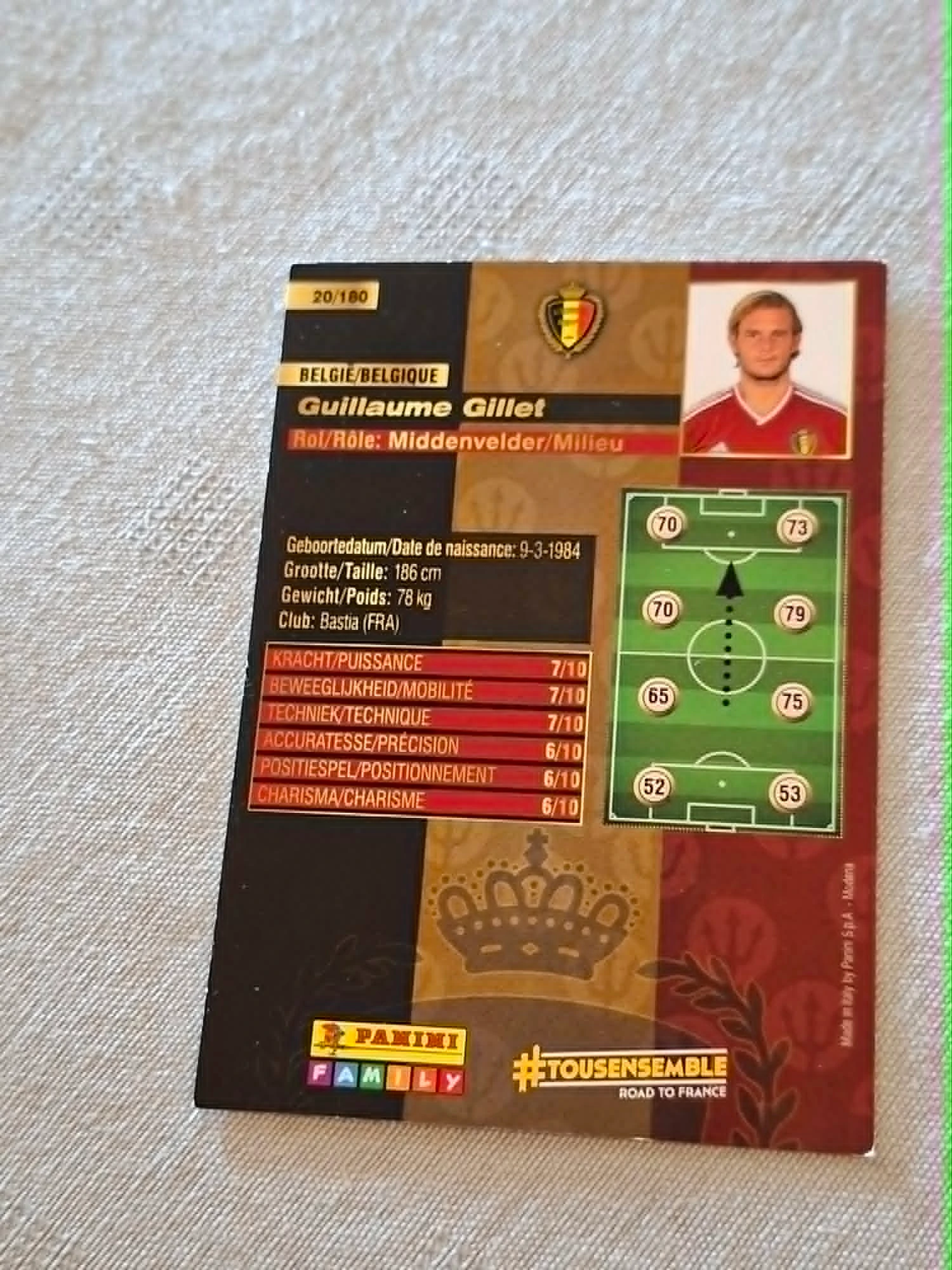 Panini / Carte de football / Guillaume Gillet / Les Diables Rouges – photo 2